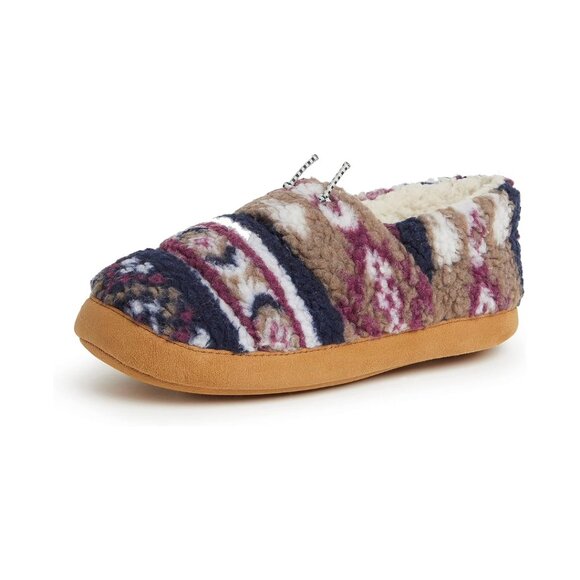Dearfoams Cedar Sleeping Bag Slippers | Fair Isle | Navy Multi Teddy - Picture 1 of 11